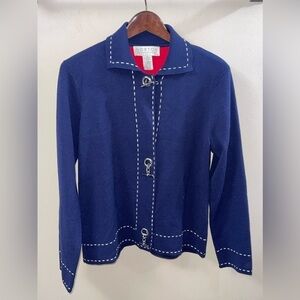 NORTON McNAUCHTON Toggle Closure Navy Sweater Jacket Size Small